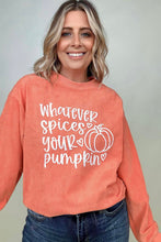 Load image into Gallery viewer, Whatever Spices Your Pumpkin Oversized Corduroy Graphic Sweatshirt
