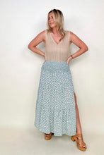 Load image into Gallery viewer, Heyson Smocked Waist Ditsy Floral Midi Skirt with Slit
