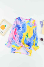 Load image into Gallery viewer, Girls Tie-Dye Twist Front Long Sleeve Top
