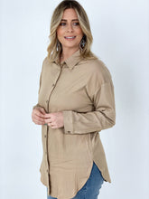 Load image into Gallery viewer, Easel "Twisted Tunic" Solid Button Down Tunic Shirt
