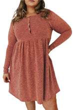 Load image into Gallery viewer, Green Plus Mineral Washed Ribbed Henley Dress
