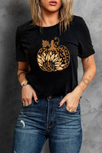 Load image into Gallery viewer, Halloween Sunflower Pumpkin Graphic Tee

