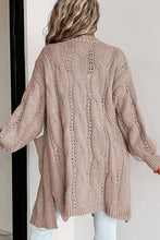 Load image into Gallery viewer, Ribbed Trim Eyelet Cable Knit Cardigan
