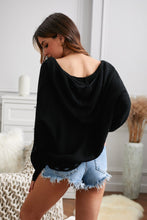 Load image into Gallery viewer, Zipper V-Neck Dropped Sleeve Hooded Solid Sweater
