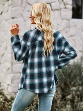 Load image into Gallery viewer, Plaid Button Front Curved Hem Shirt Jacket
