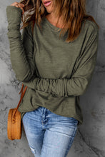 Load image into Gallery viewer, Green Crew Neck Thumb Hole Sleeve Top
