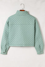 Load image into Gallery viewer, Green Quilted Pocketed Zip-Up Cropped Jacket
