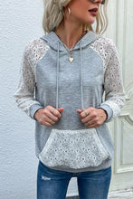 Load image into Gallery viewer, Lace Raglan Sleeve Drawstring Hoodie
