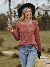 Load image into Gallery viewer, Ribbed Square Neck Long Sleeve Tee
