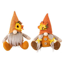 Load image into Gallery viewer, Thanksgiving Harvest Floral Striped Knit Gnome Ornament
