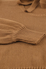 Load image into Gallery viewer, Double Take Tied Balloon Sleeve Round Neck Sweater

