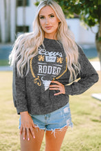 Load image into Gallery viewer, Mineral Washed COW'S FIRST RODEO Round Neck Raglan Sleeve Sweatshirt

