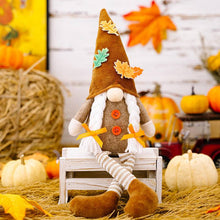 Load image into Gallery viewer, Striped Knit Floral Thanksgiving Harvest Gnome Ornaments
