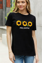 Load image into Gallery viewer, Simply Love Full Size STAY POSITIVE Sunflower Graphic Cotton Tee
