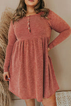 Load image into Gallery viewer, Green Plus Mineral Washed Ribbed Henley Dress
