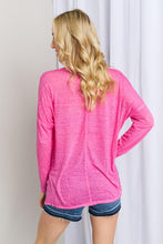 Load image into Gallery viewer, Zenana V-Neck Dropped Shoulder Slit Top in Hot Pink
