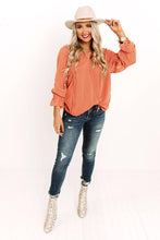 Load image into Gallery viewer, Swiss Dot Tie Neck Flounce Sleeve Blouse
