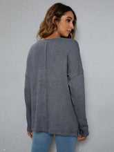 Load image into Gallery viewer, Dropped Shoulder High-Low Waffle-Knit Top
