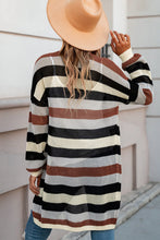 Load image into Gallery viewer, Full Size Striped Long Sleeve Openwork Cardigan
