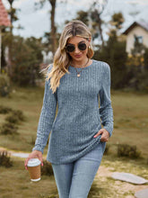 Load image into Gallery viewer, Ribbed Round Neck Long Sleeve Tee
