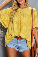 Load image into Gallery viewer, Floral Textured Ruffled Half Sleeve Babydoll Top

