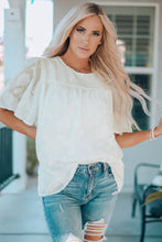 Load image into Gallery viewer, Floral Textured Ruffled Half Sleeve Babydoll Top
