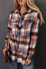 Load image into Gallery viewer, Plaid Button-Front Peplum Shirt
