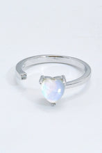 Load image into Gallery viewer, Inlaid Moonstone Heart Adjustable Open Ring
