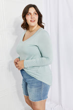 Load image into Gallery viewer, Zenana Full Size V-Neck Curved Hem Top in Light Green
