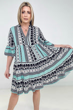 Load image into Gallery viewer, Easel "Reva" Bell Sleeve Boho Print Dress
