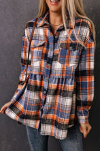 Load image into Gallery viewer, Plaid Button-Front Peplum Shirt
