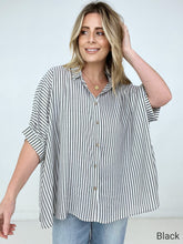 Load image into Gallery viewer, Zenana "Lucky Stripes" Oversized Striped Short Sleeve Button-Up Shirt
