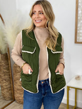 Load image into Gallery viewer, Green V-Neck Side Pocket Zipper Up Vest Coat
