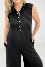 Load image into Gallery viewer, Jade By Jane Button Up Textured Wide Leg Jumpsuit
