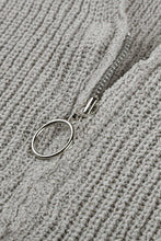 Load image into Gallery viewer, Zipper V-Neck Dropped Sleeve Hooded Solid Sweater
