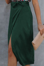Load image into Gallery viewer, Green Satin Wrap Midi Skirt With Split
