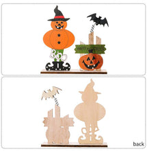 Load image into Gallery viewer, Wooden Halloween Skull Pumpkin Spring Bat Ornament

