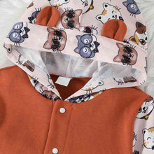 Load image into Gallery viewer, Long Sleeve Cat Pattern Hoodie and Pants Set

