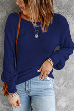 Load image into Gallery viewer, Double Take Tied Balloon Sleeve Round Neck Sweater
