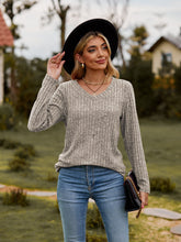 Load image into Gallery viewer, Ribbed V-Neck Long Sleeve Tee
