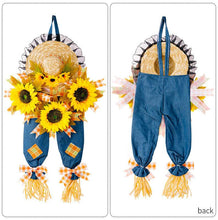 Load image into Gallery viewer, Thanksgiving Harvest Straw Hat Sunflowers Hanging Decoration
