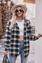 Load image into Gallery viewer, Plaid Dropped Shoulder Hooded Longline Jacket
