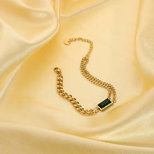 Load image into Gallery viewer, Spliced Cuban Chain Green Diamond Bracelet

