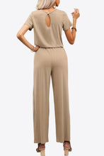 Load image into Gallery viewer, Round Neck Short Sleeve Jumpsuit with Pockets
