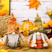 Load image into Gallery viewer, Maple Leaf Plaid Thanksgiving Harvest Gnome Ornaments
