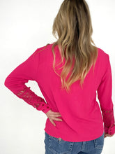 Load image into Gallery viewer, Rose Lace Crochet Textured V Neck Top
