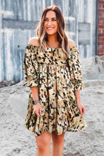 Load image into Gallery viewer, Multicolor Abstract Print Shirred Half Sleeve Square Neck Mini Dress
