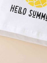 Load image into Gallery viewer, HELLO SUMMER Pineapple Graphic Tank and Raw Hem Denim Shorts Set
