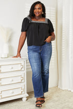 Load image into Gallery viewer, Double Take Contrast Square Neck Puff Sleeve Blouse

