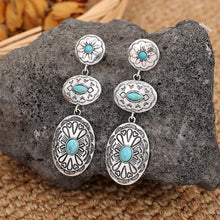 Load image into Gallery viewer, Retro Turquoise Oval Dangle Earrings
